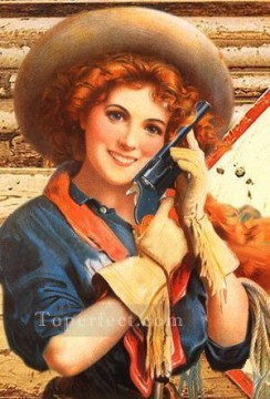 model cowgirl western original Oil Paintings